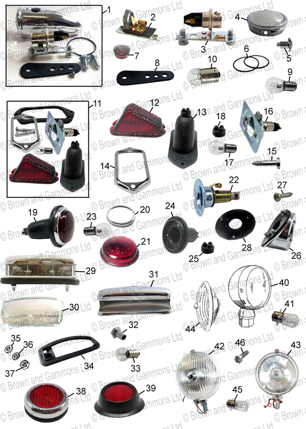 Image for Sidelamps tail lamps. Number plate lamp. Fog lamps